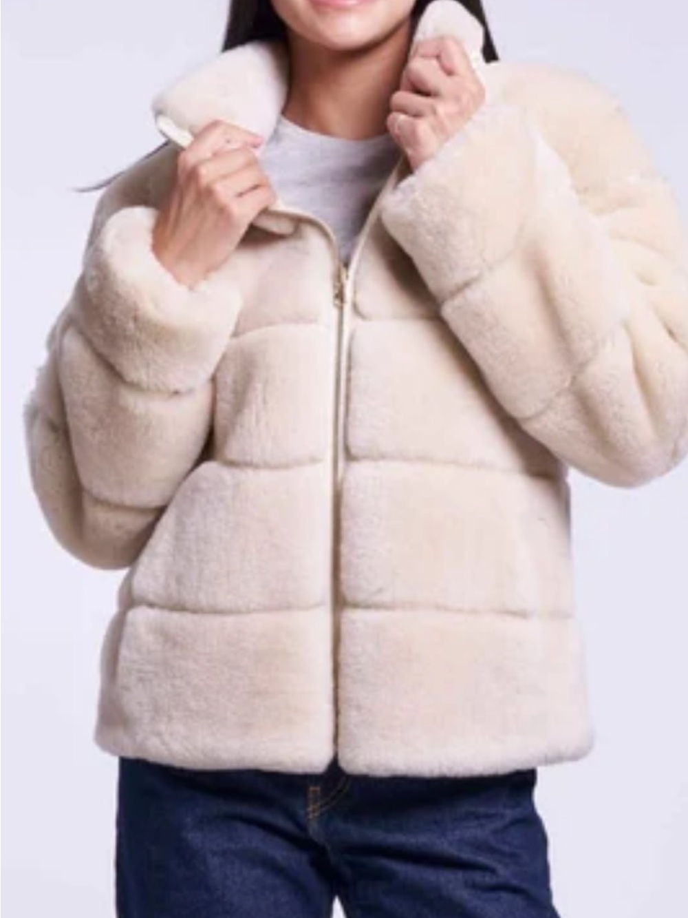 Cozy Cream faux fur Plush Puffer Jacket